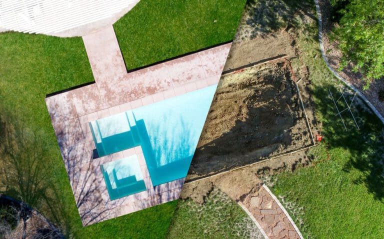 Einen Pool selbst bauen - Vorher und Nachher Foto